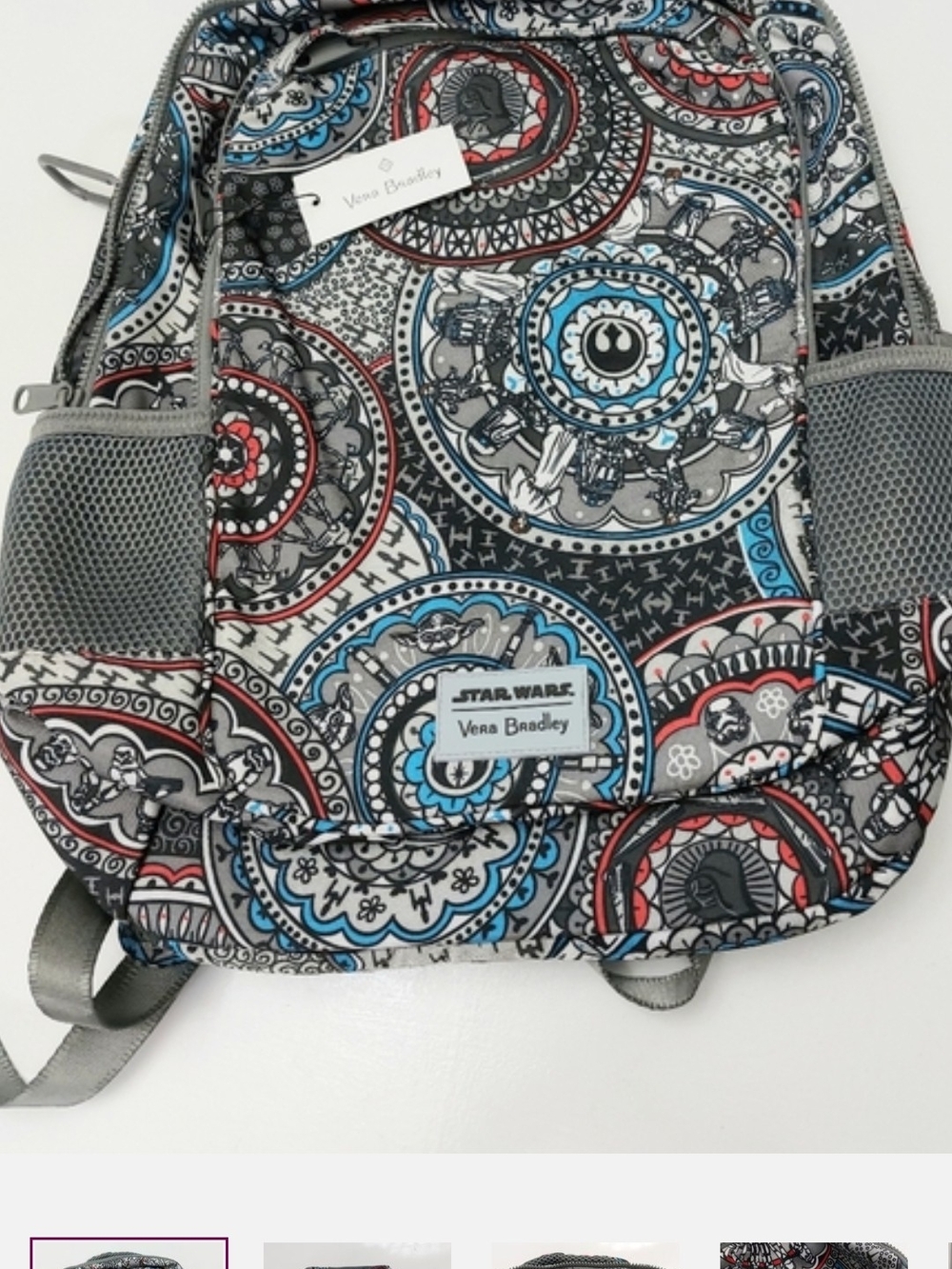 Vera Bradley Star Wars Gray, Blue & Red Patterned Backpack